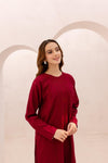 BURGUNDY RED DHANAK 2PC | UN-STITCH EMBROIDERY |WINTER WEAR Z#351