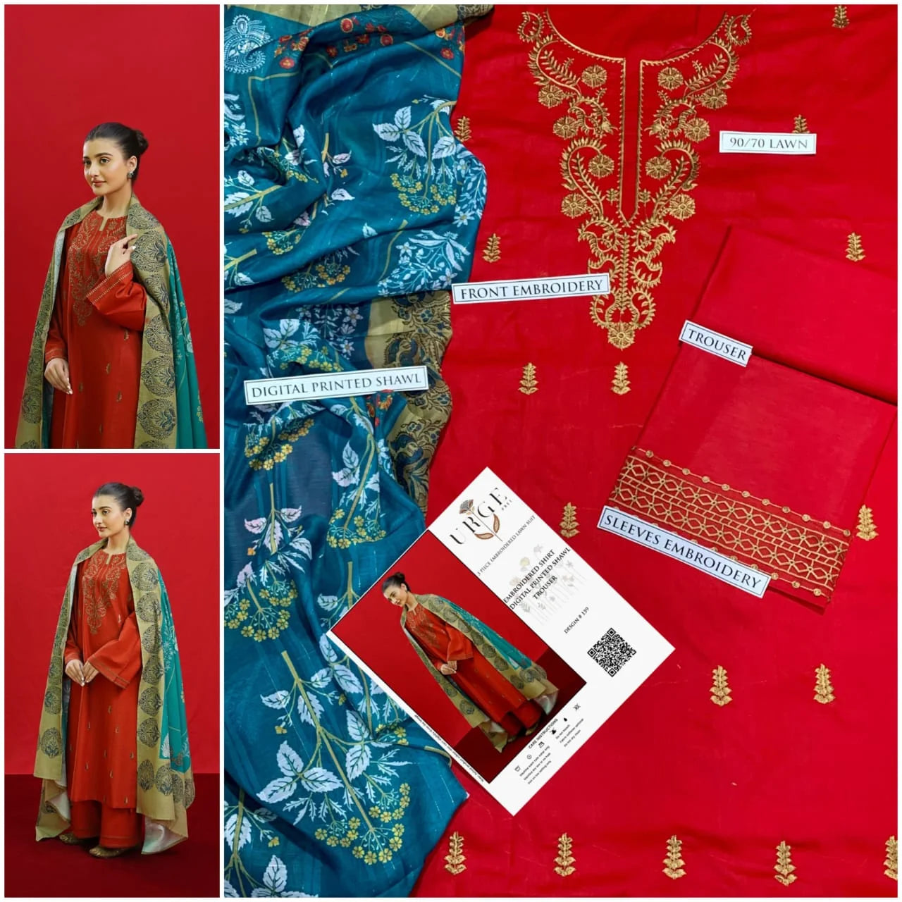URGE LAWN 3PC EMBROIDERY
