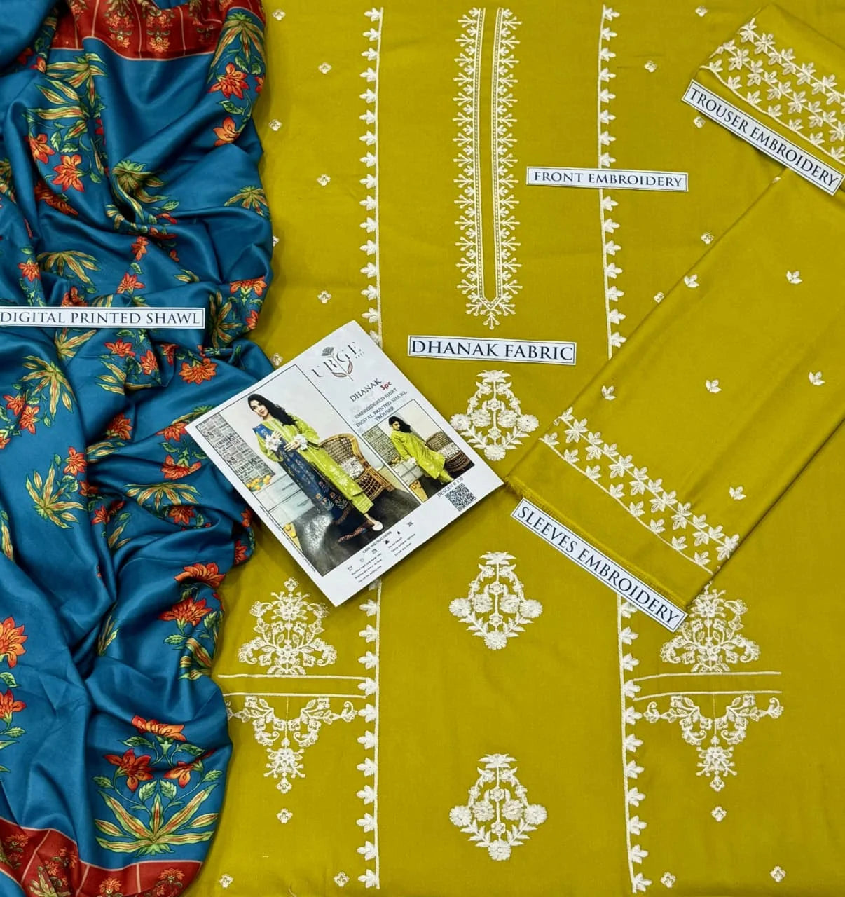 URGE DHANAK 3PC EMBROIDERY