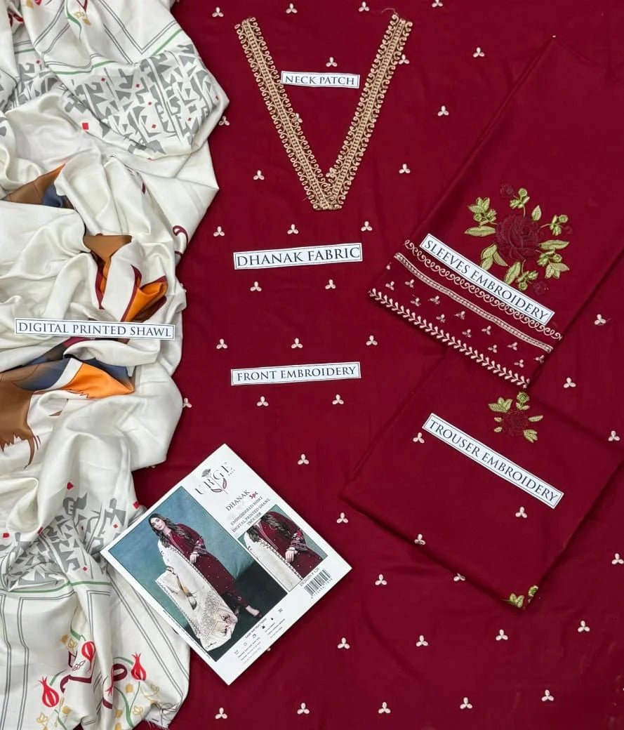 URGE DHANAK 3PC EMBROIDERY