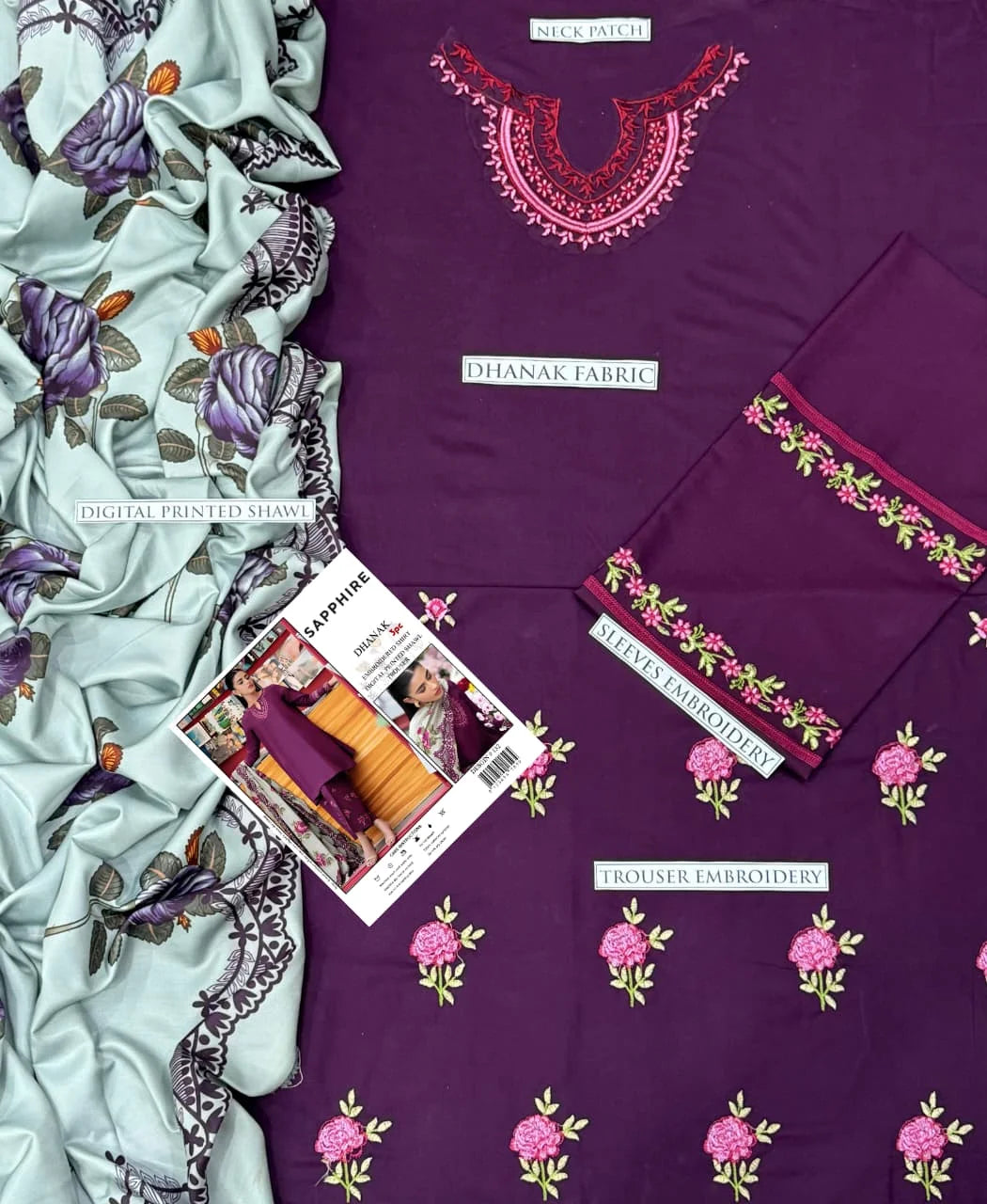 URGE DHANAK 3PC EMBROIDERY