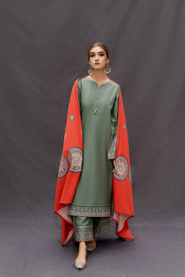 URGE DHANAK-3PC | UNSTITCHED EMBROIDERY |D#1034