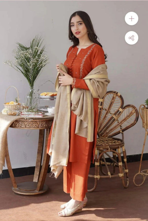 ASLING DHANAK 3PC | UNSTITCHED EMBROIDERY | D#3355