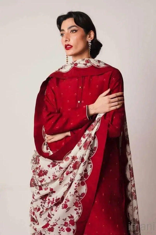 ZARA SHAHJAHAN DHANAK 3PC | UNSTITCH EMBROIDERY | D#699