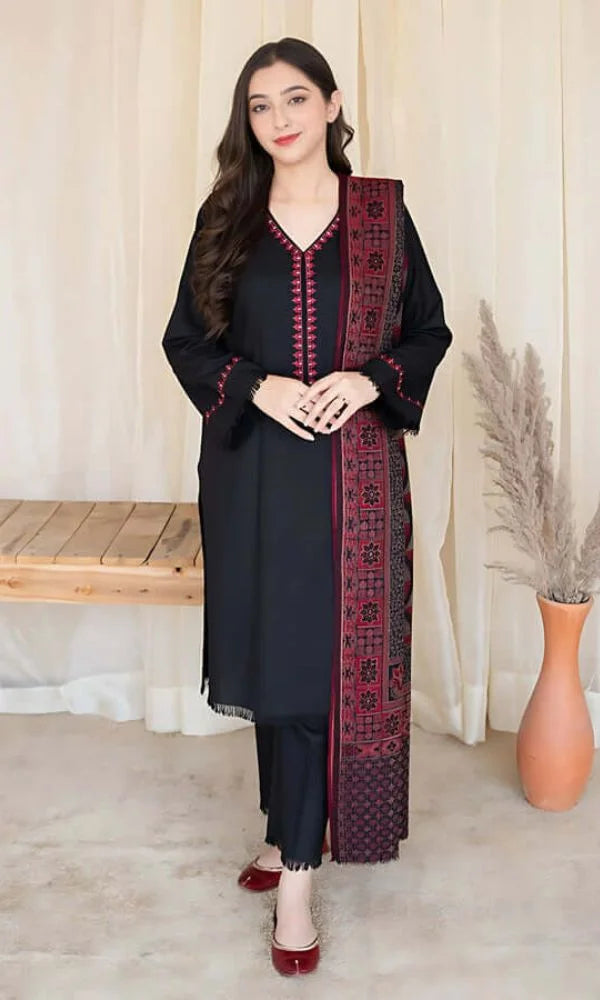 ASLING DHANAK 3PC | UNSTITCH EMBROIDERY | D#4453