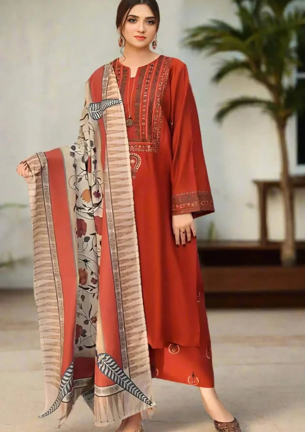 AYAT 3PC LINEN | STITCHED EMBROIDERY | DF#59