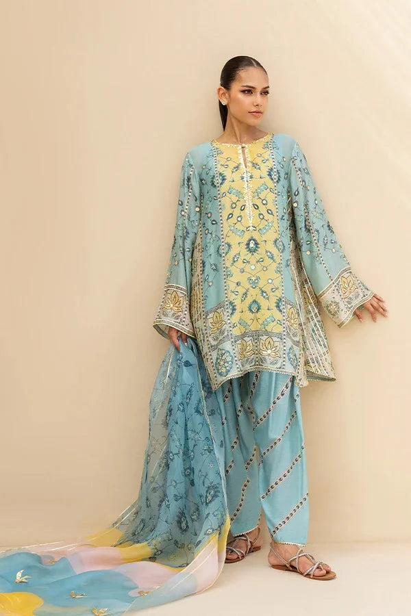 SANIA MASKATIYA KARANDI 3PC | UNSTITCH EMBROIDERY | SIN-1297