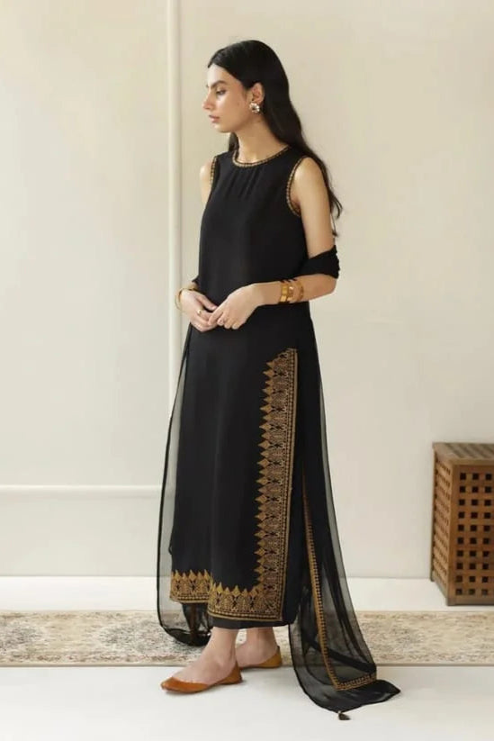DYOT DHANAK 3PC | UNSTITCH EMBROIDERY | DF#3446