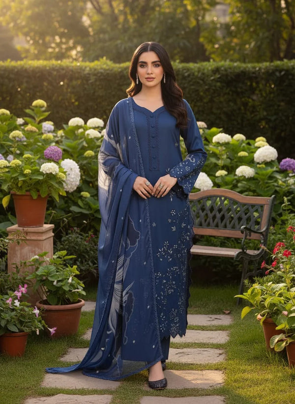 IZNIK DHANAK 3PC | UNSTITCH EMBROIDERY | DF#3445