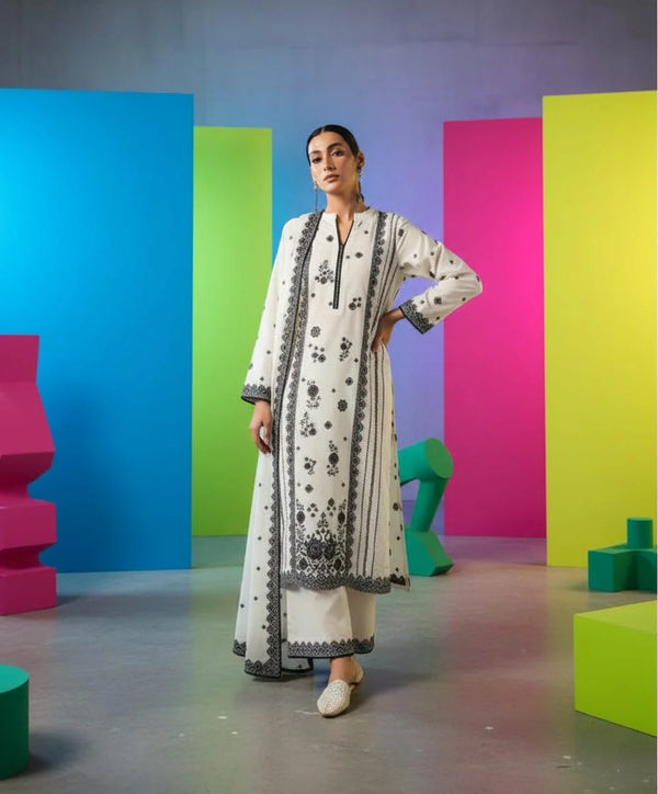 NISA DHANAK 3PC | UNSTITCH EMBROIDERY | DF#2122