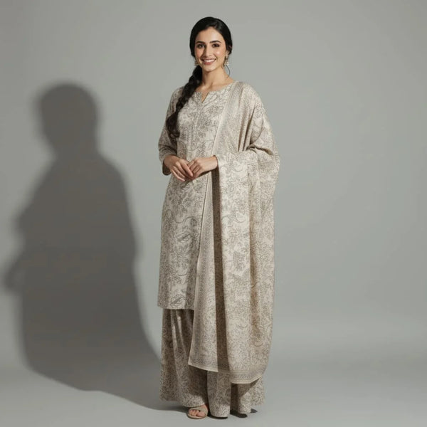 ETHNIC KARANDI 3PC | UNSTITCH EMBROIDERY | DF#2187