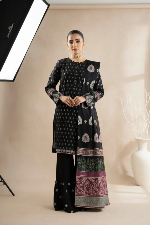 ZARA SHAHJAHAN DHANAK 3PC | UNSTITCH EMBROIDERY | DF#641