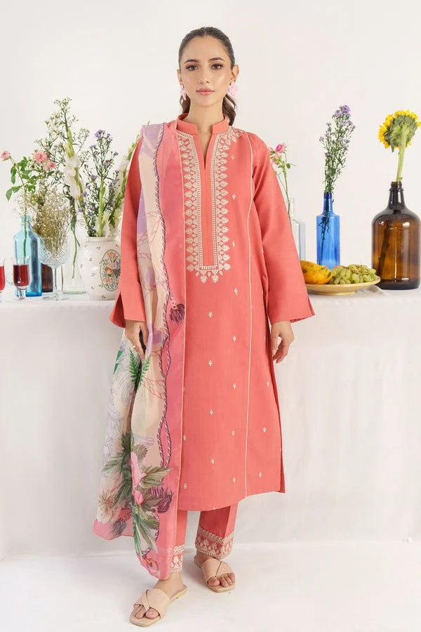 CHARIZMA - 3PC UNSTITCHED DHANAK EMBROIDERED SUIT WITH DIGITAL PRINTED SHAWL D#2039